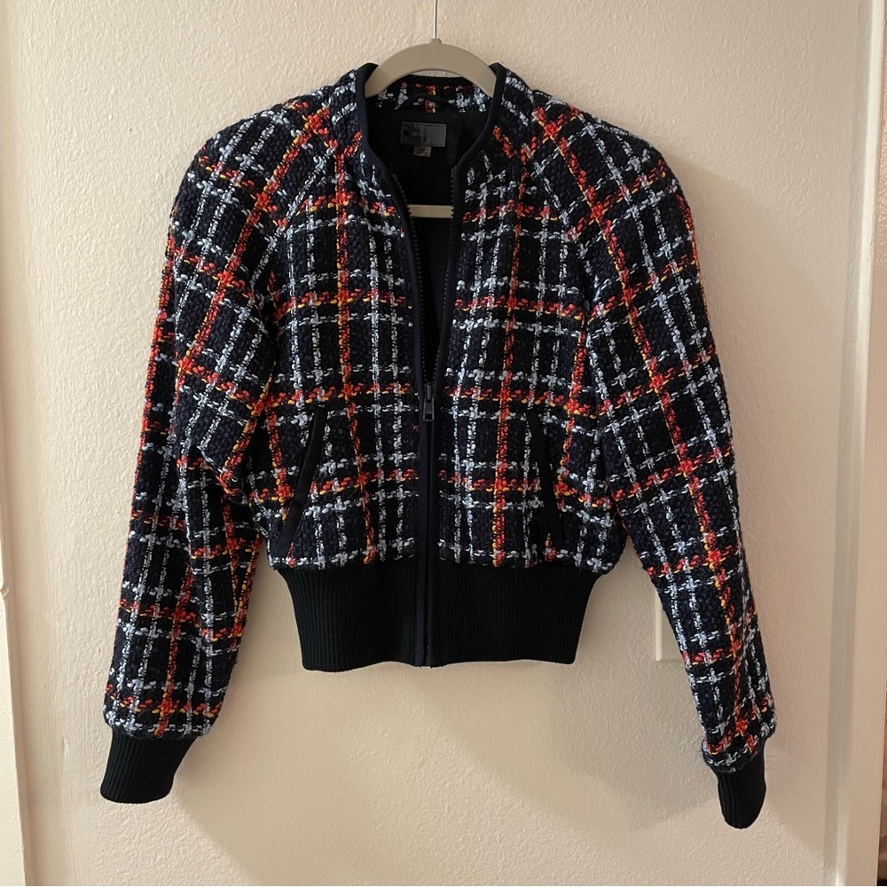 Mother - Mock neck tweed ribbed jacket